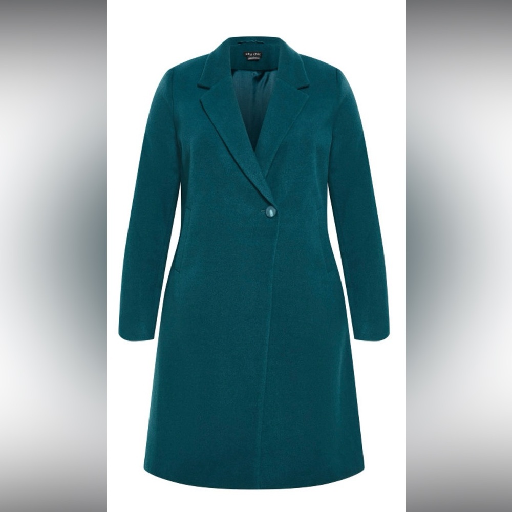 NWT City Chic Effortless Chic Coat in Emerald Green